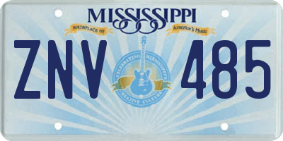 MS license plate ZNV485