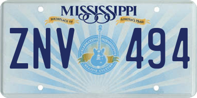 MS license plate ZNV494