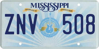 MS license plate ZNV508