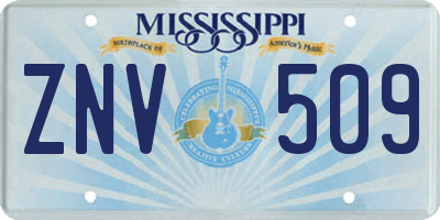 MS license plate ZNV509