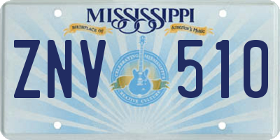 MS license plate ZNV510