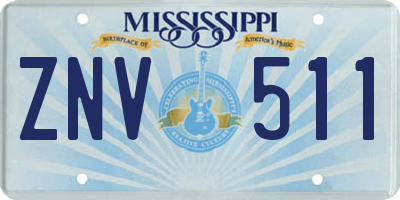 MS license plate ZNV511