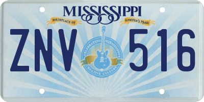 MS license plate ZNV516