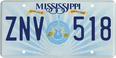 MS license plate ZNV518