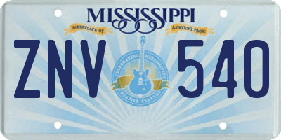 MS license plate ZNV540