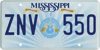 MS license plate ZNV550