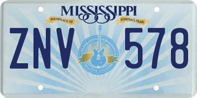 MS license plate ZNV578