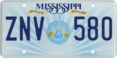 MS license plate ZNV580