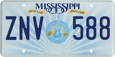 MS license plate ZNV588