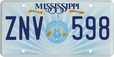 MS license plate ZNV598