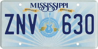 MS license plate ZNV630