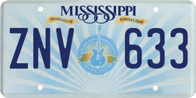MS license plate ZNV633