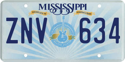 MS license plate ZNV634
