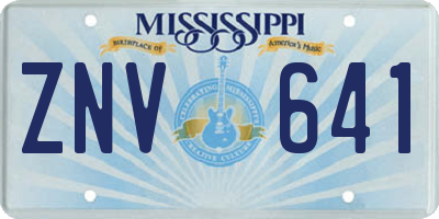 MS license plate ZNV641