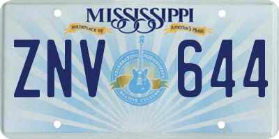 MS license plate ZNV644