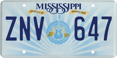 MS license plate ZNV647