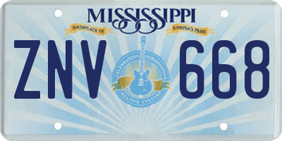 MS license plate ZNV668