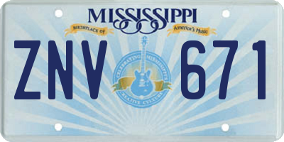 MS license plate ZNV671