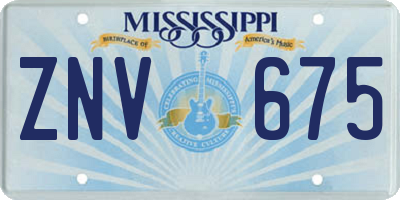 MS license plate ZNV675