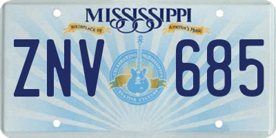 MS license plate ZNV685