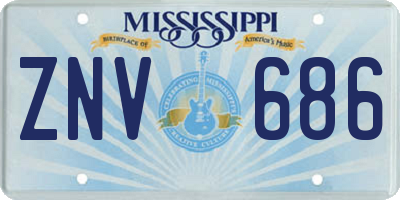 MS license plate ZNV686