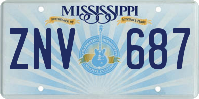 MS license plate ZNV687