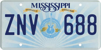 MS license plate ZNV688