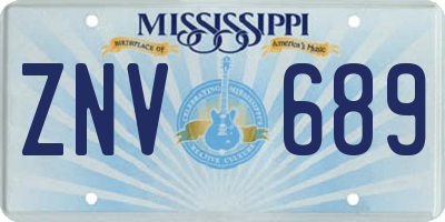MS license plate ZNV689
