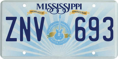 MS license plate ZNV693