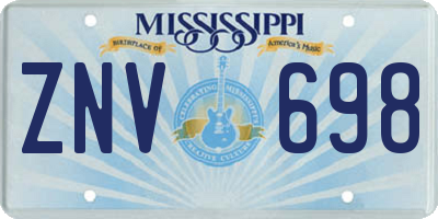 MS license plate ZNV698