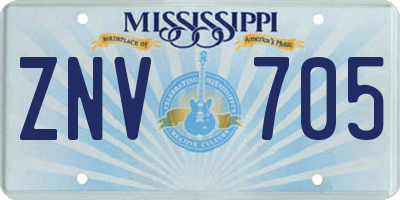 MS license plate ZNV705