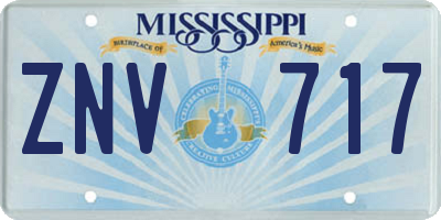 MS license plate ZNV717