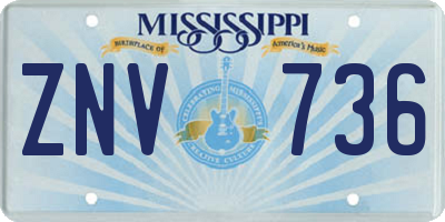 MS license plate ZNV736