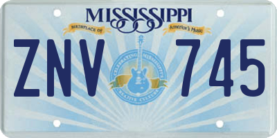 MS license plate ZNV745