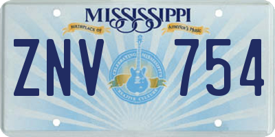 MS license plate ZNV754