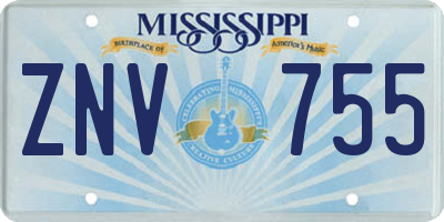 MS license plate ZNV755