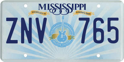 MS license plate ZNV765