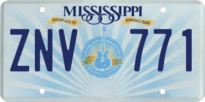 MS license plate ZNV771