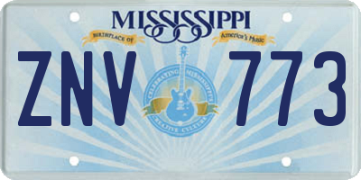 MS license plate ZNV773