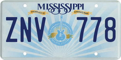 MS license plate ZNV778