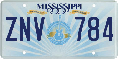 MS license plate ZNV784