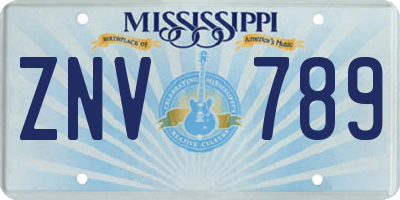 MS license plate ZNV789