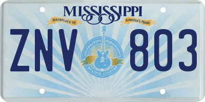 MS license plate ZNV803