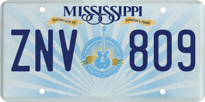 MS license plate ZNV809