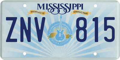 MS license plate ZNV815