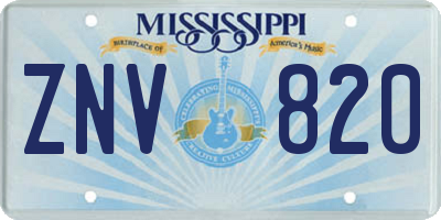 MS license plate ZNV820