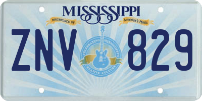 MS license plate ZNV829