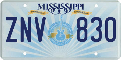 MS license plate ZNV830