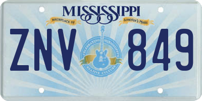 MS license plate ZNV849