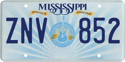 MS license plate ZNV852